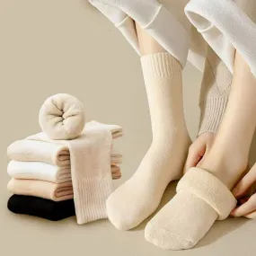 [5-Pair Set] Home Inbox Premium Women's Fleece Socks Winter Mid-Calf Thick Women's Socks - 🏆 #49 - Clothing/Accessories - Best of December