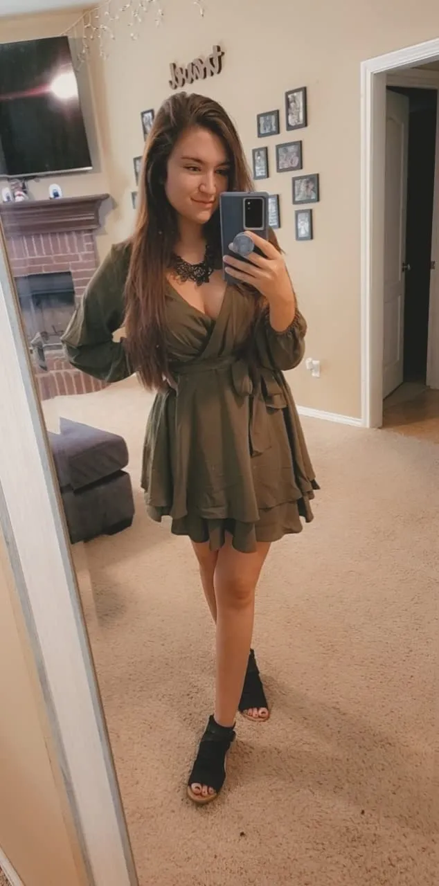 Army Green Sleeve Womens Sexy V Neck Long Baggy Sleeve Tie Waist Ruffle Hem Flowy Swing Mini Short Wrap Dress - Nova In Sky