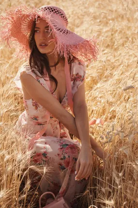 August   Delilah Kracy Straw Hat In Pink