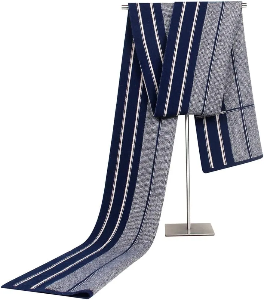 Autumn and winter knitted blended men's scarves with striped imitation cashmere necklaces