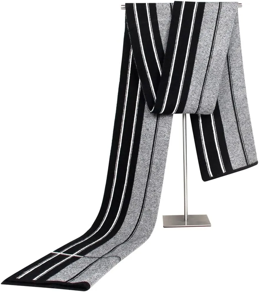 Autumn and winter knitted blended men's scarves with striped imitation cashmere necklaces