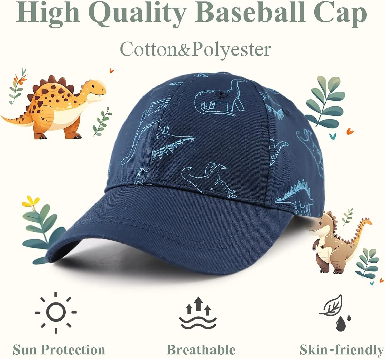 Baby Boy Baseball Cap Toddler Girl Trucker Hat Kids Dinosaur Hats Infant Ball Caps Spring Summer