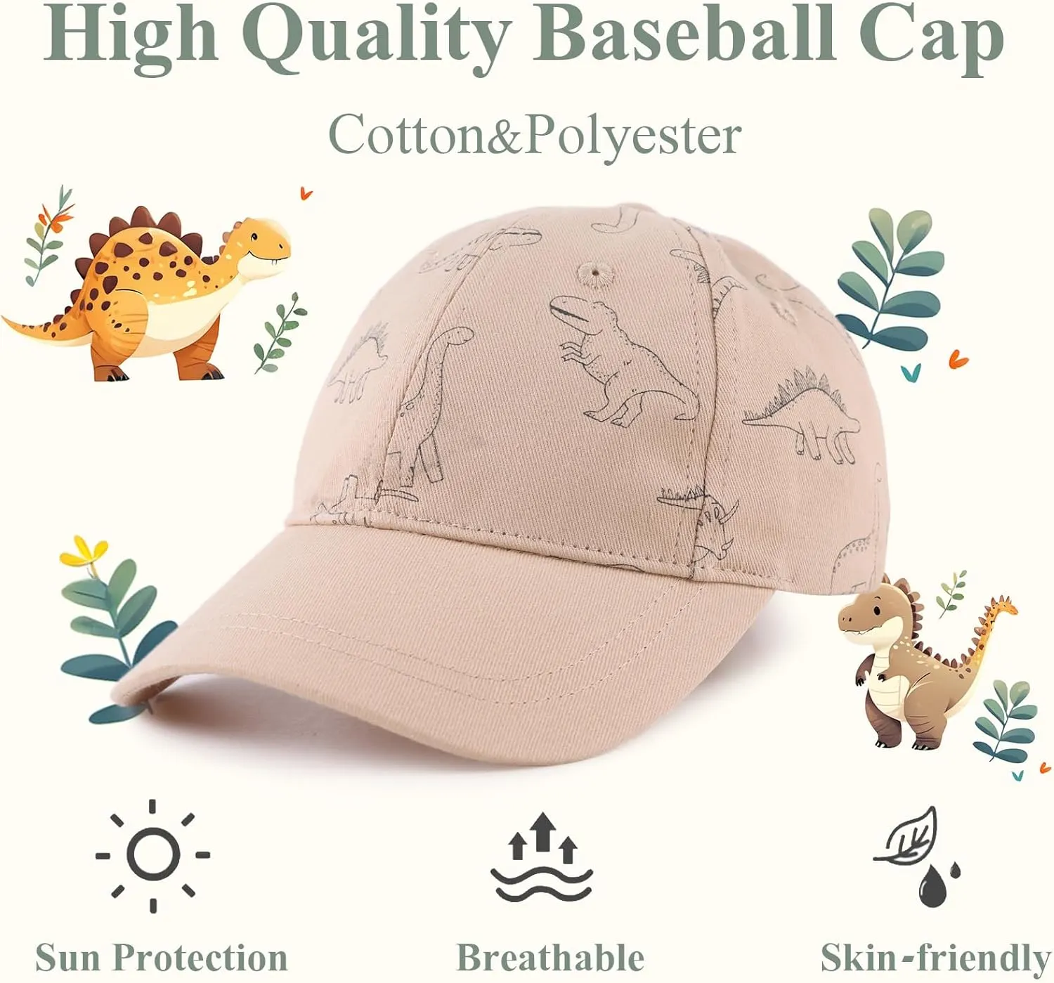 Baby Boy Baseball Cap Toddler Girl Trucker Hat Kids Dinosaur Hats Infant Ball Caps Spring Summer