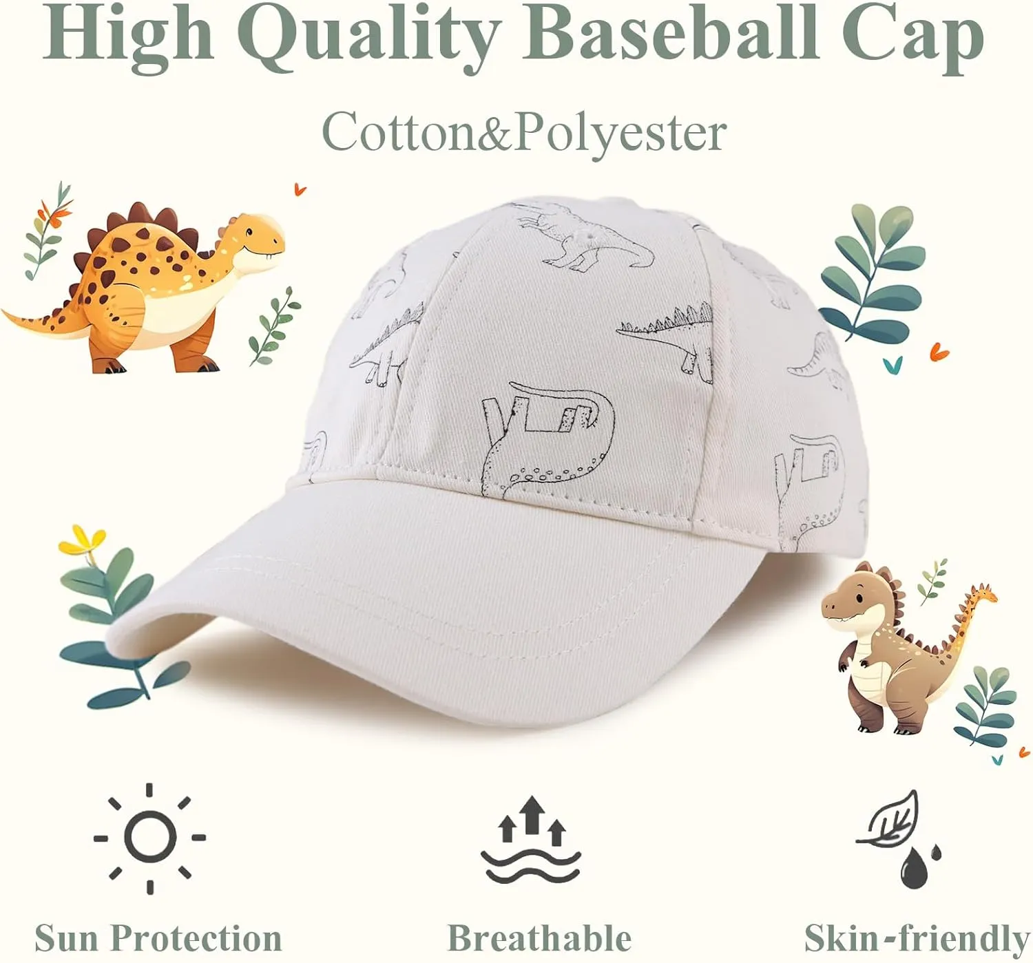 Baby Boy Baseball Cap Toddler Girl Trucker Hat Kids Dinosaur Hats Infant Ball Caps Spring Summer