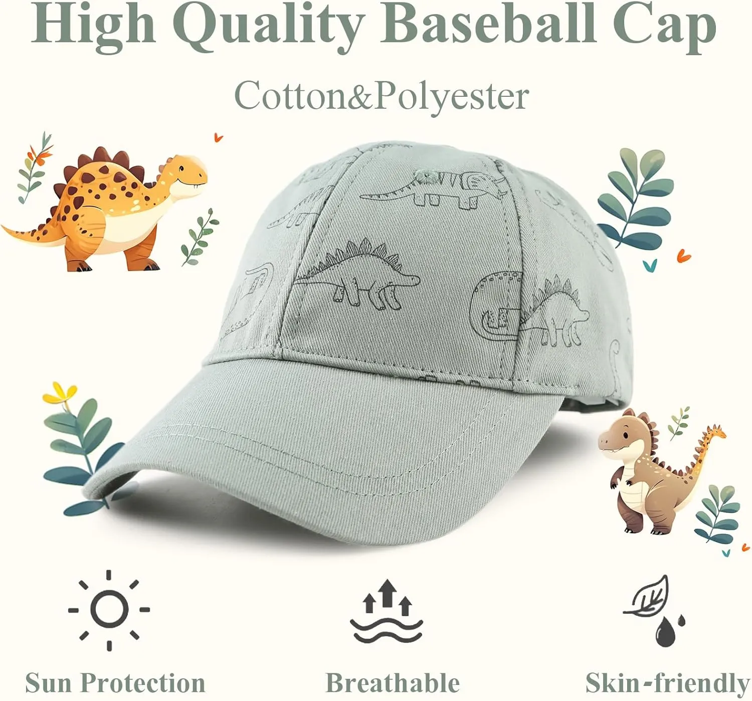 Baby Boy Baseball Cap Toddler Girl Trucker Hat Kids Dinosaur Hats Infant Ball Caps Spring Summer