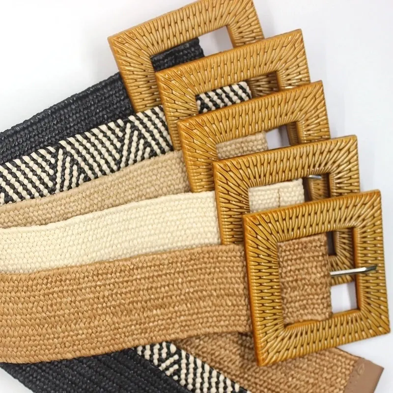 Basic Simple Style Square Straw Women's Woven Belts