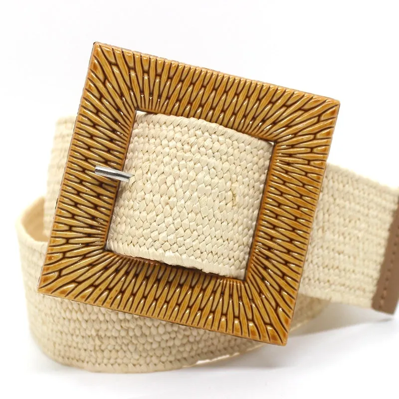Basic Simple Style Square Straw Women's Woven Belts