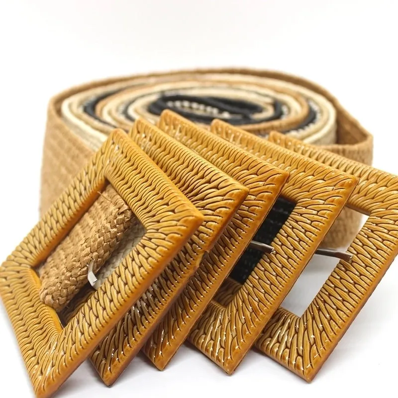 Basic Simple Style Square Straw Women's Woven Belts