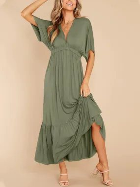 Batwing Sleeve High Waist Beach Maxi Dress