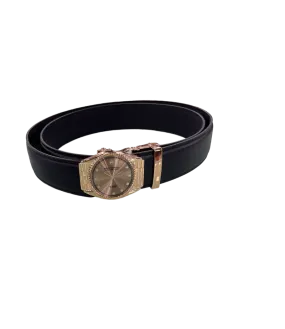Black Belt Gold Watch Buckle Genuine Leather