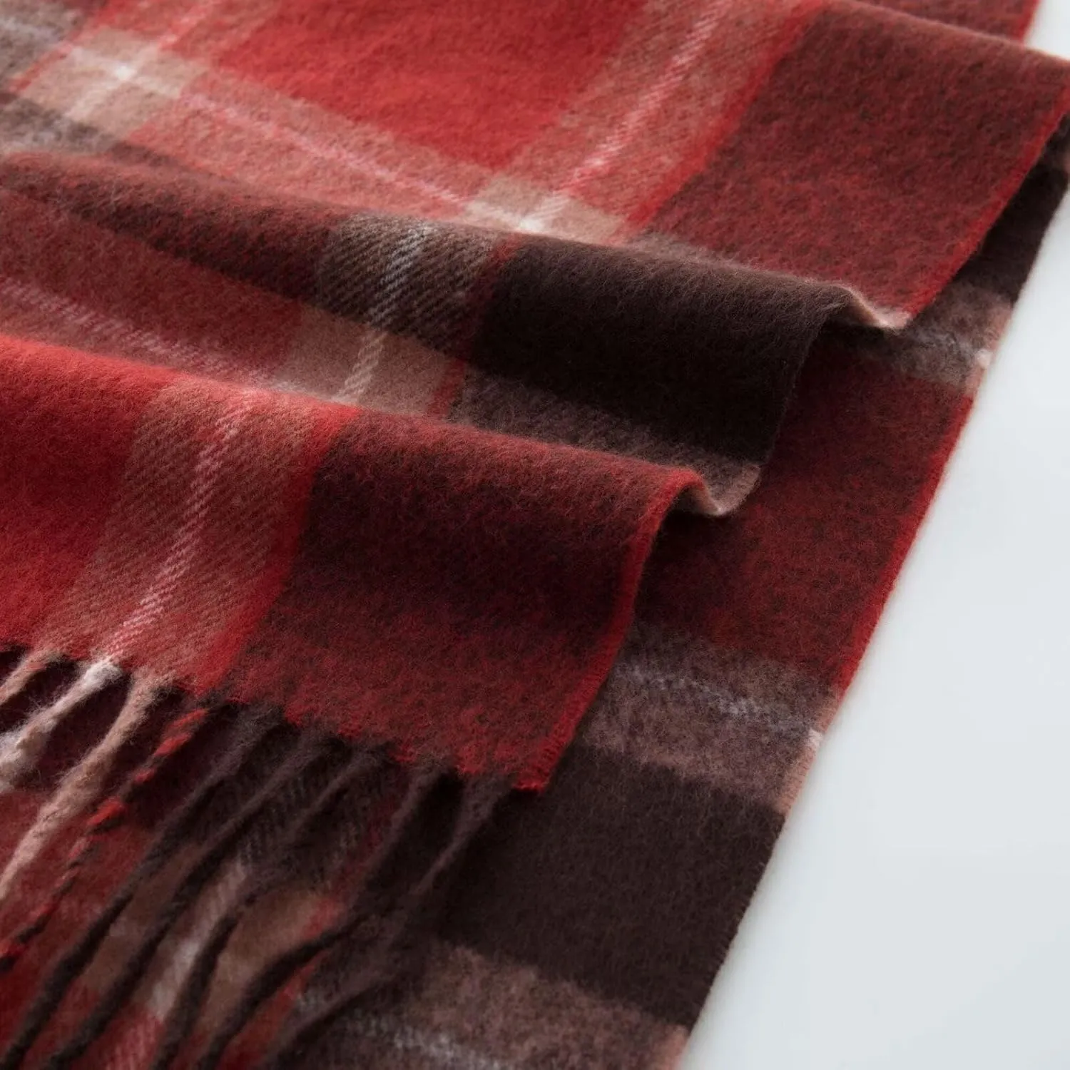 Cashmere Feel Fashion Red Plaid-Checkered Grid Scarf for Men Women Soft Long Tassels Shawl Neck Scarves Wraps for Winter