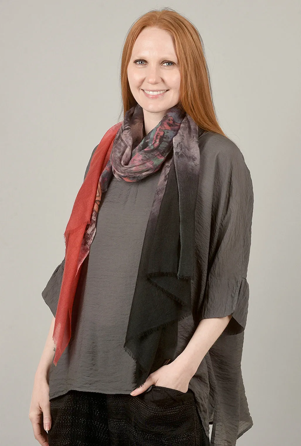 Cashmere Portofino Scarf, Persimmon Multi