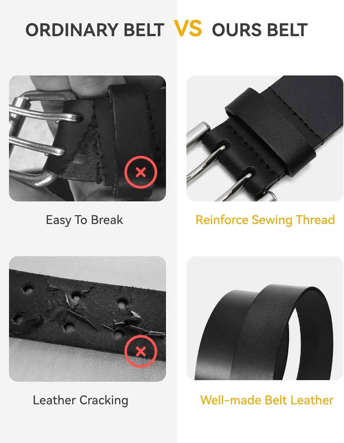 CHAOREN Full Grain Leather Belts for Men - Mens Belt for Jeans - Timeless Elegance for Casual Dress