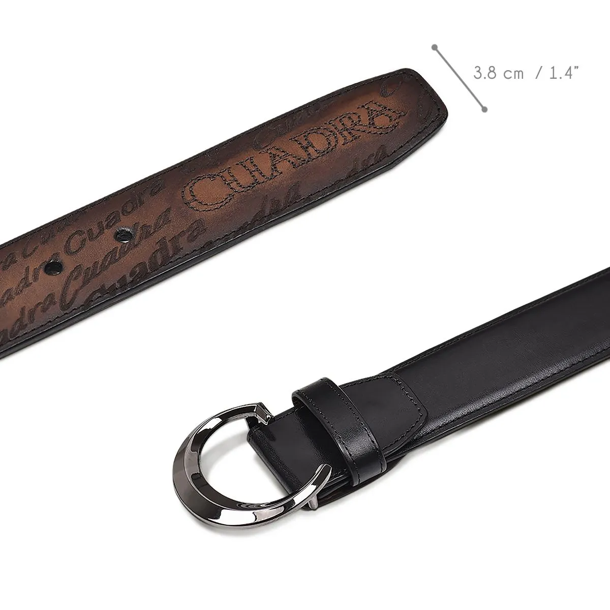 CS540RS - Cuadra negro casual dress cowhide leather belt for men
