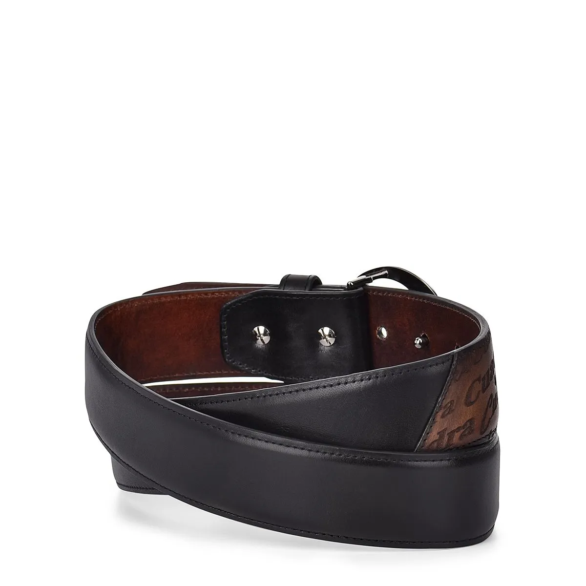 CS540RS - Cuadra negro casual dress cowhide leather belt for men