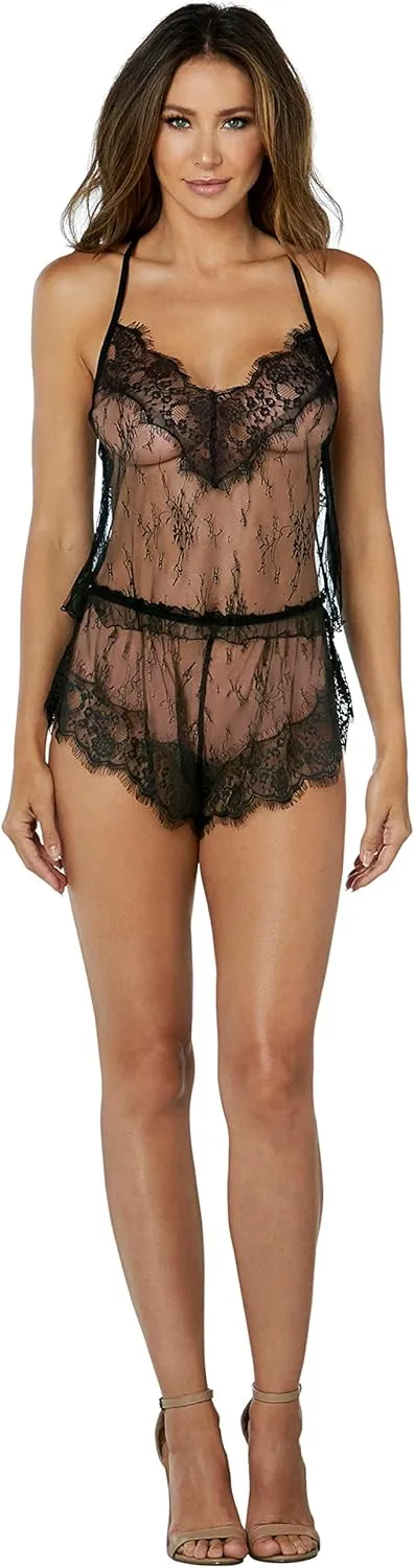 Dreamgirl Women's Delicate Floral Lace Camisole & Short Set