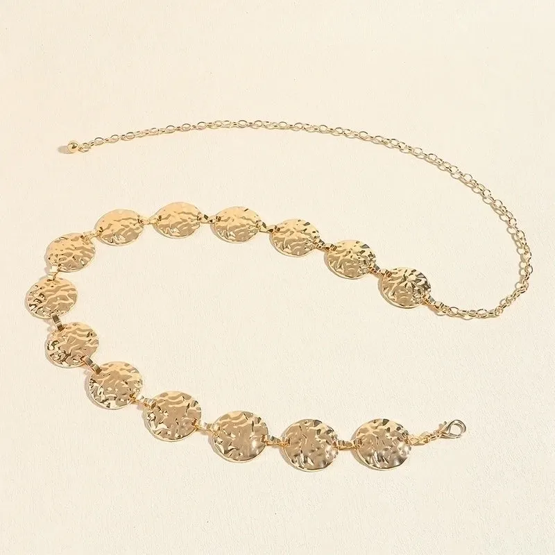 Elegant Simple Style Round Alloy Women's Chain Belts