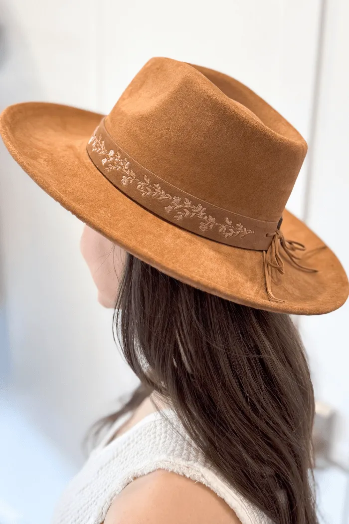 Embroidered Flower Strap Fedora