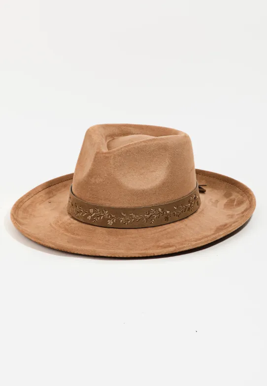 Embroidered Flower Strap Fedora