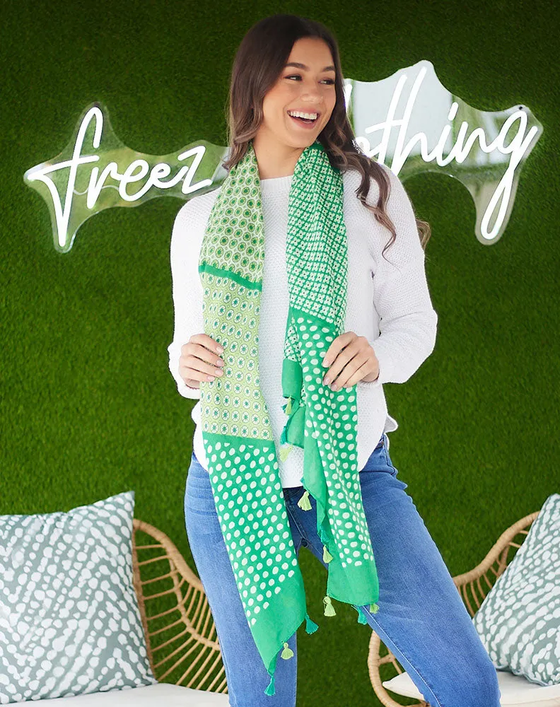 Emerald Sage Multi Tassel Scarf