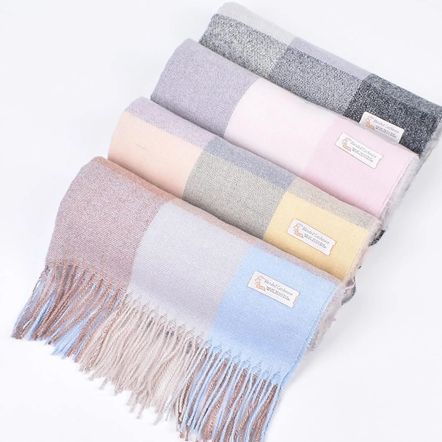 Fashion Scarves Scarf Women'S Autumn And Winter Solid Color Shawl Scarf Thickening Warm Fringe Soft Blanket Scarves