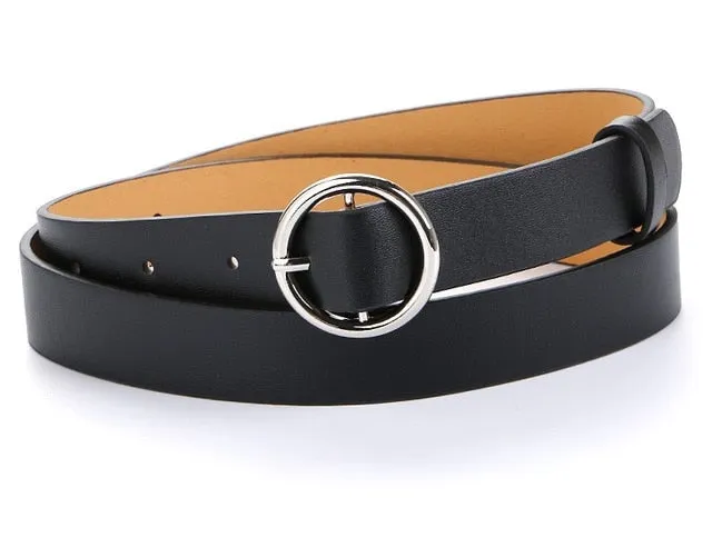 Fashion Simple Circle Pin Gold Buckles Wild  Belt  for women