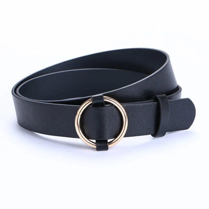 Fashion Simple Circle Pin Gold Buckles Wild  Belt  for women