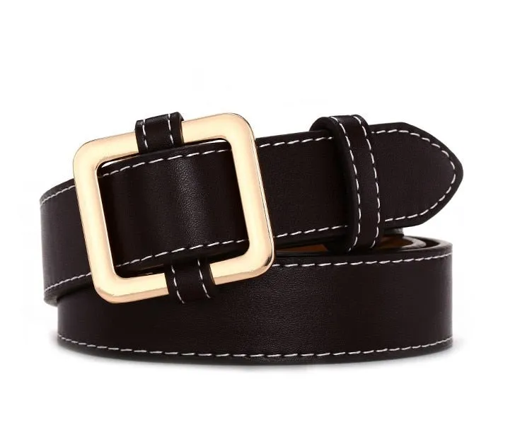 Fashion Simple Circle Pin Gold Buckles Wild  Belt  for women
