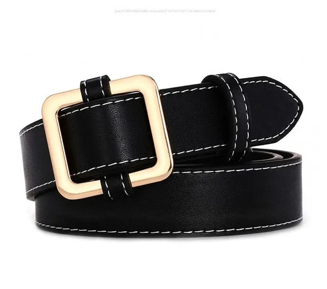 Fashion Simple Circle Pin Gold Buckles Wild  Belt  for women