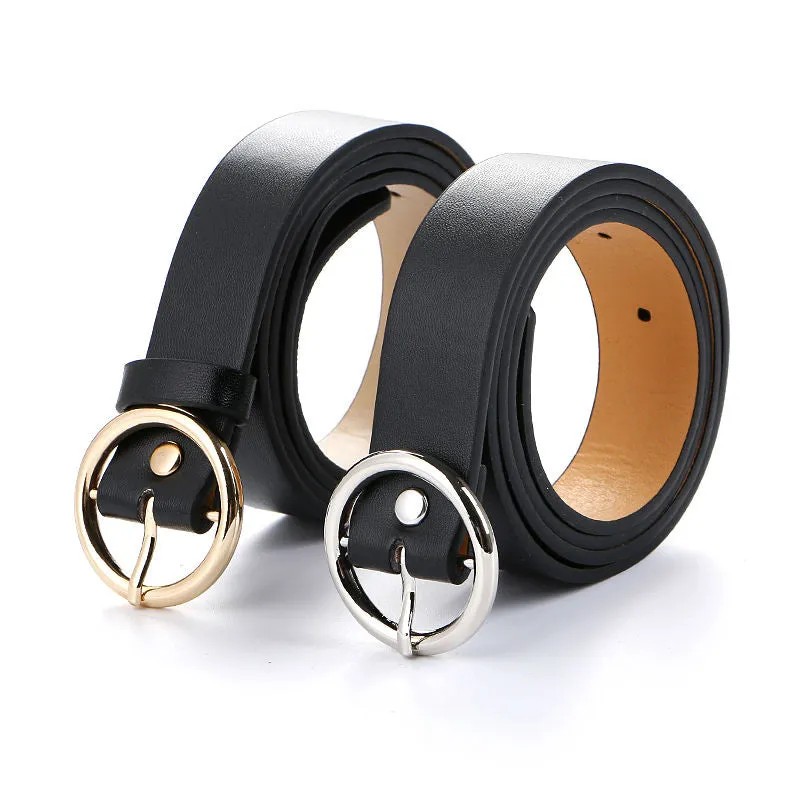 Fashion Simple Circle Pin Gold Buckles Wild  Belt  for women