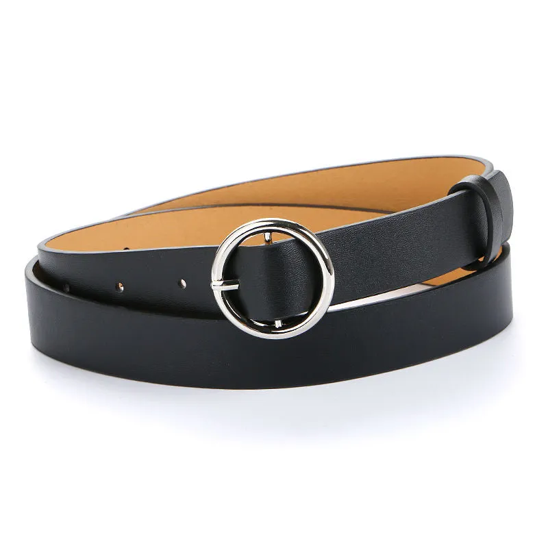 Fashion Simple Circle Pin Gold Buckles Wild  Belt  for women