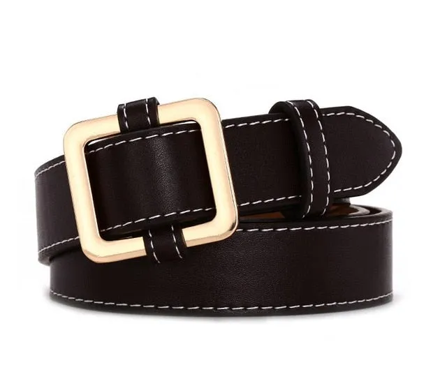 Fashion Simple Circle Pin Gold Buckles Wild  Belt  for women