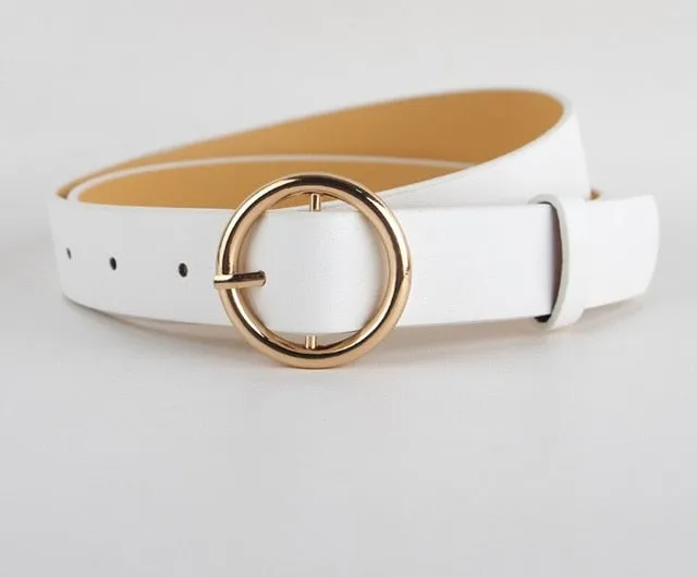 Fashion Simple Circle Pin Gold Buckles Wild  Belt  for women