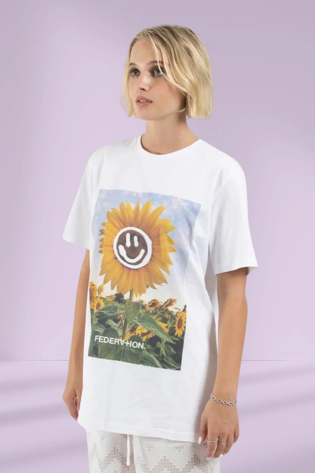Federation Staple Tee Happy Sun White