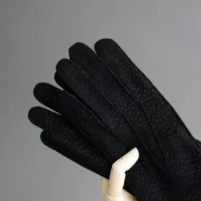Gentlemen's Gloves from Black Carpincho Leather Lined With Cashmere