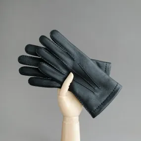 Gentlemen's Gloves from Black Deerskin Lined with Cashmere