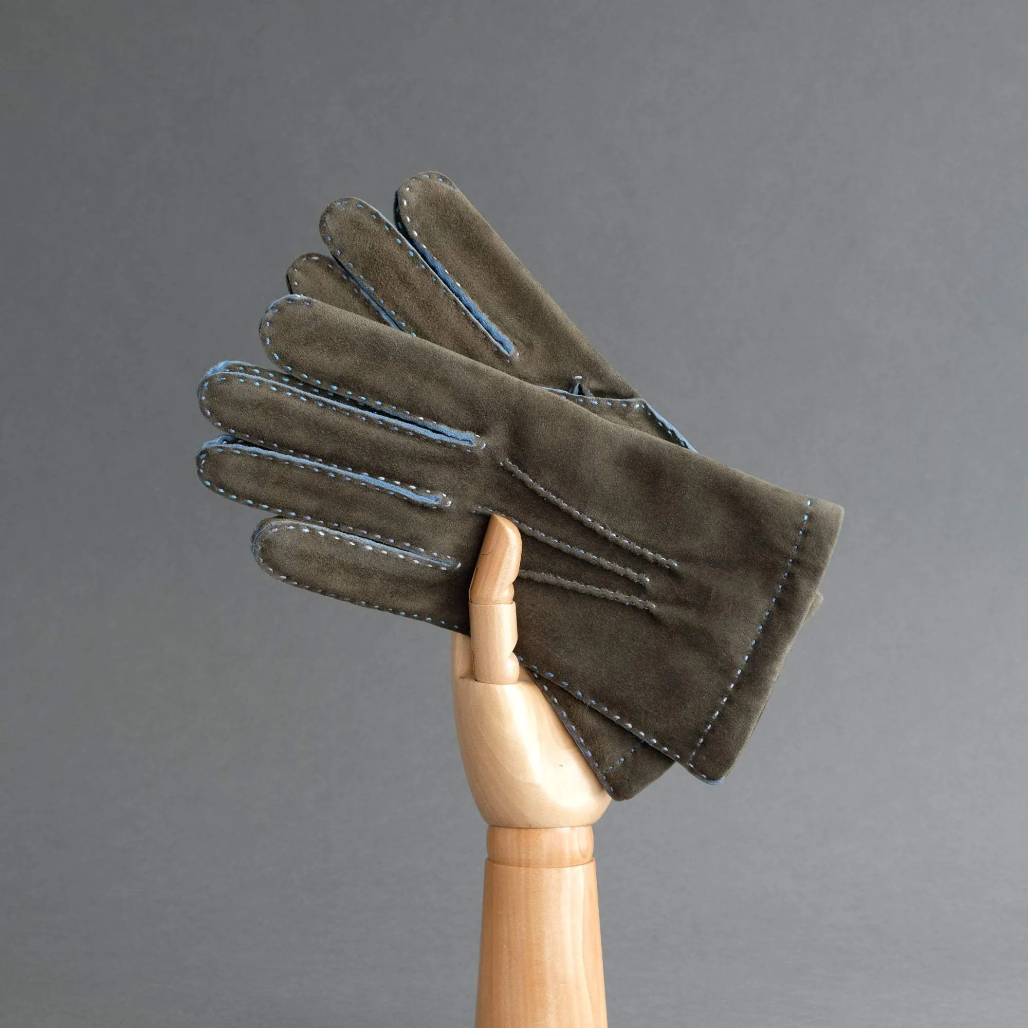 Gentlemen's Gloves from Green/Blue (4) Goatskin Lined with Cashmere