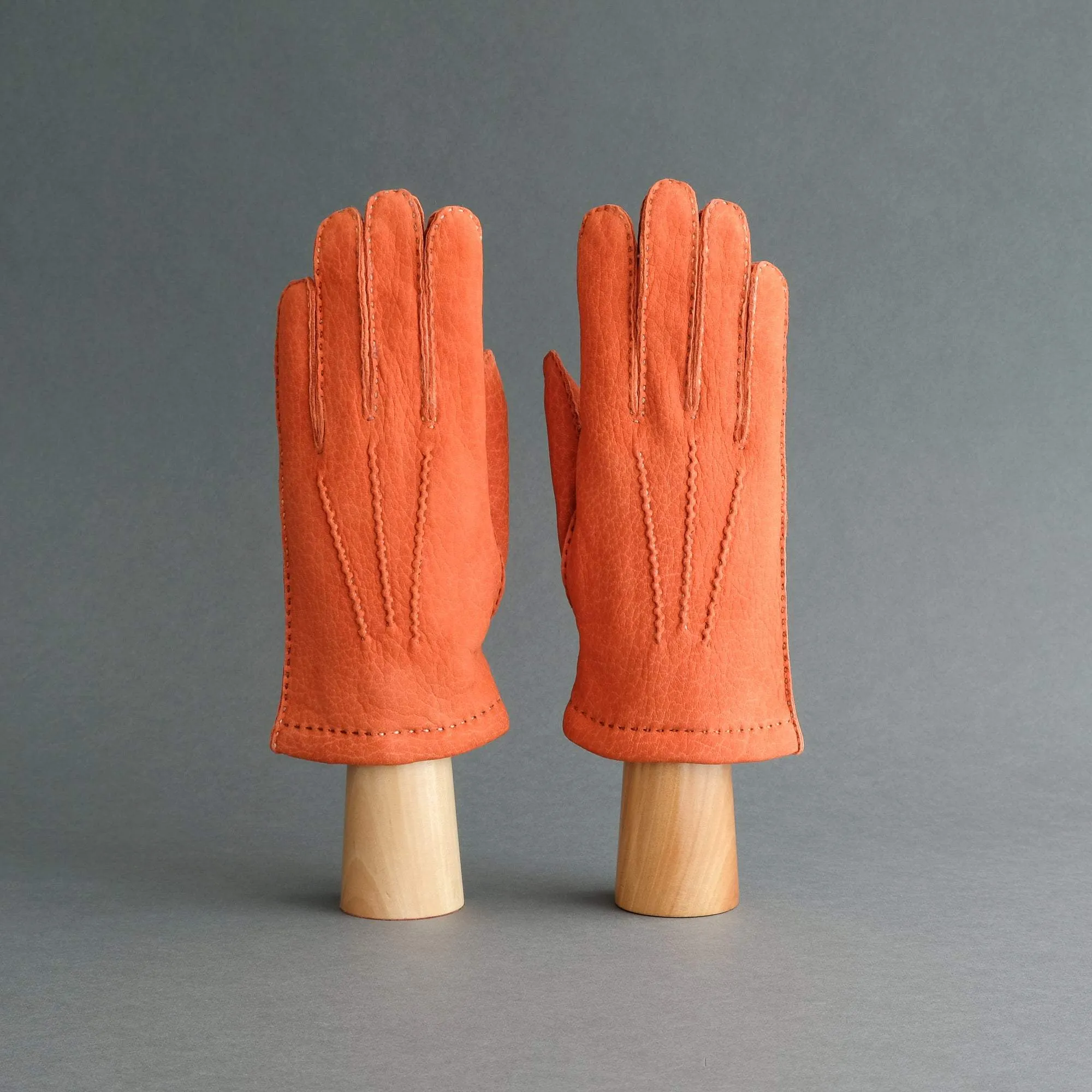Gentlemen's Gloves from Orange 1100 Calfskin Lined with Cashmere