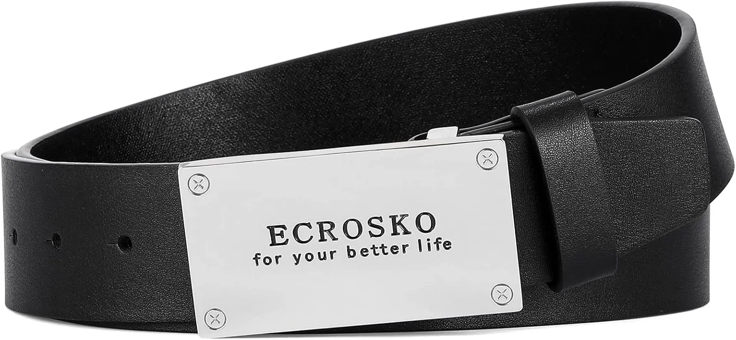Genuine Leather Dress Belts For Men, Men Belts for Jeans Casual Dress Work Business with Metal Buckle