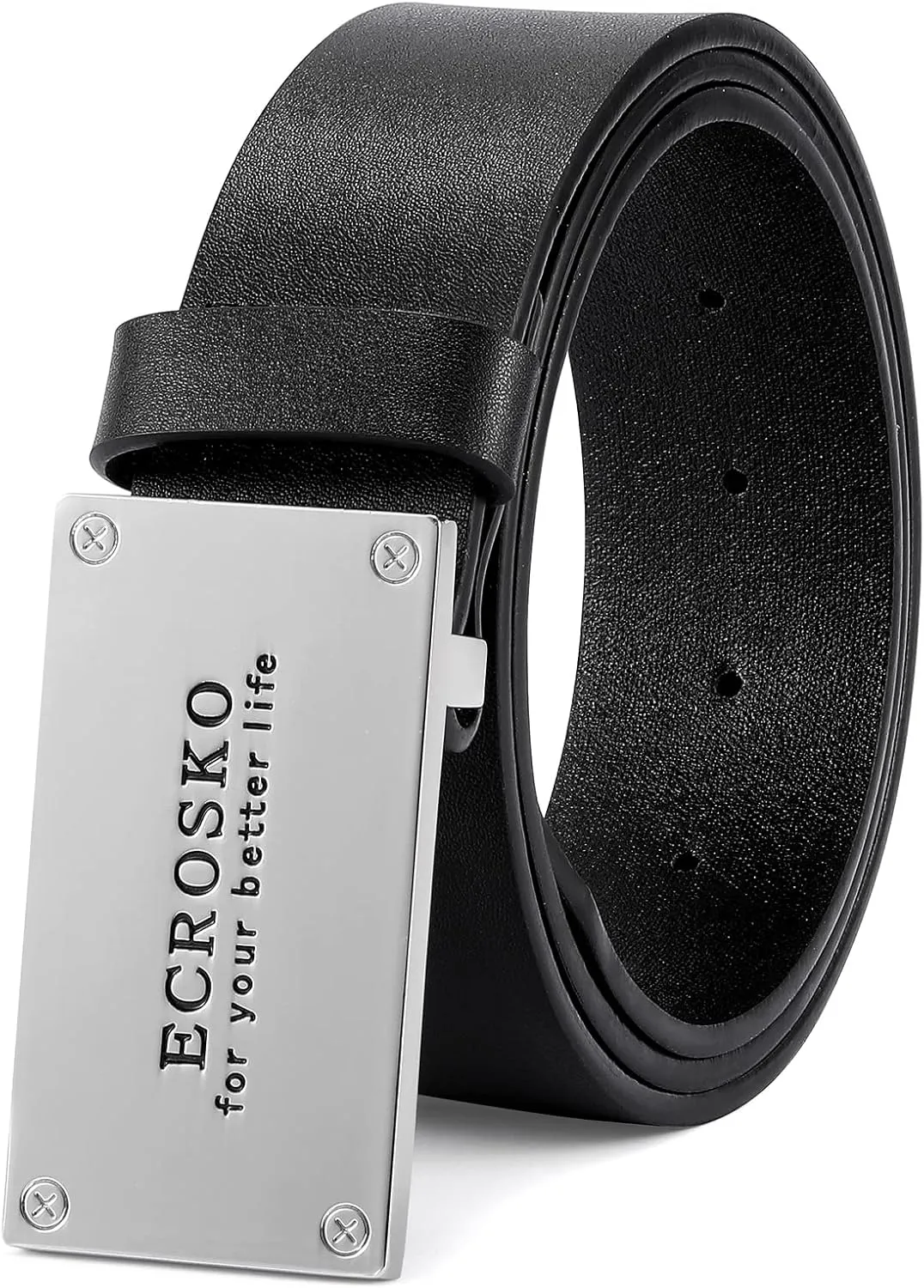 Genuine Leather Dress Belts For Men, Men Belts for Jeans Casual Dress Work Business with Metal Buckle