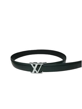 Green Men's Belt Luxury Design Genuine Leather Silver Buckle Belt