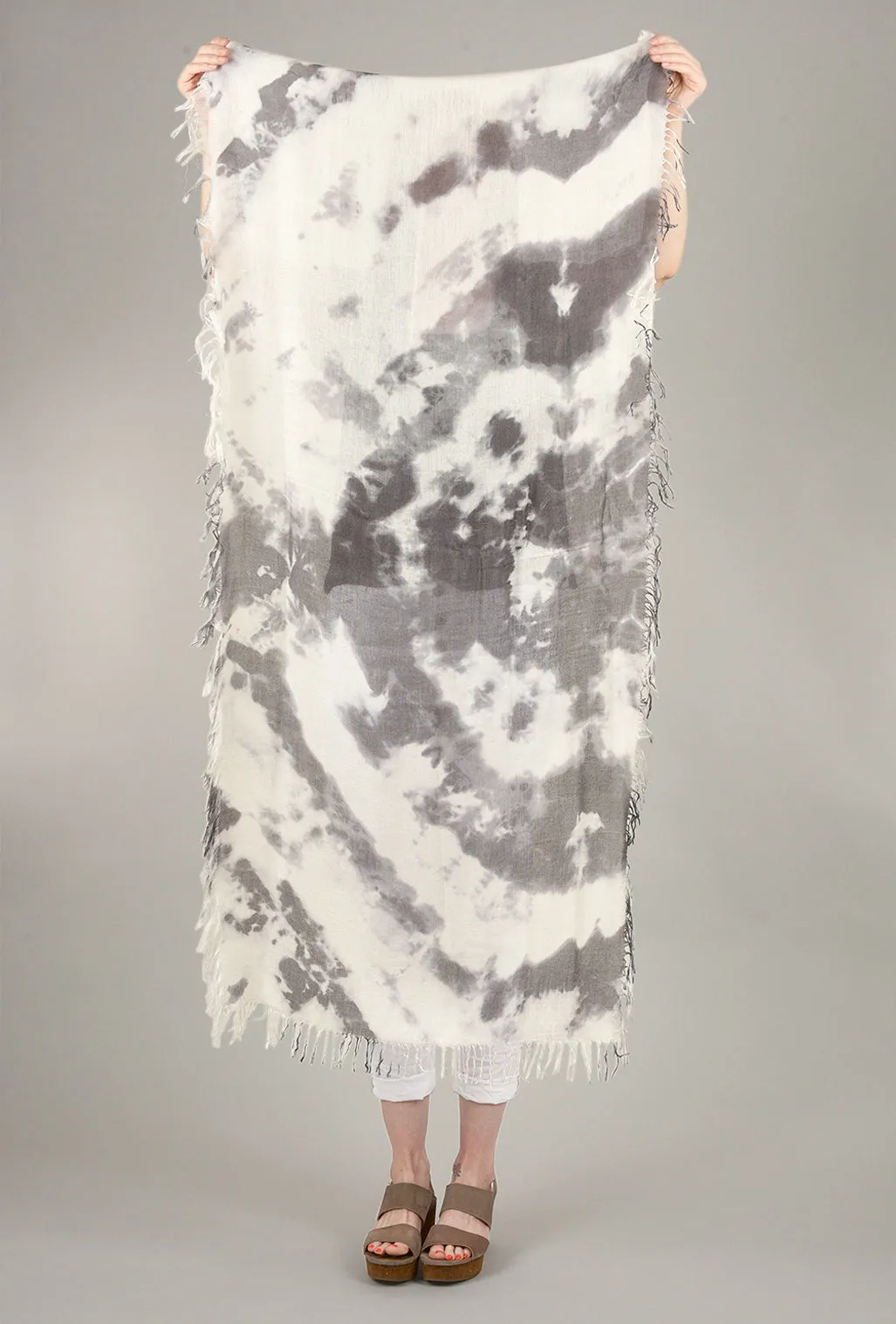 Half-Size Tissue Tie-Dye Scarf, Slate
