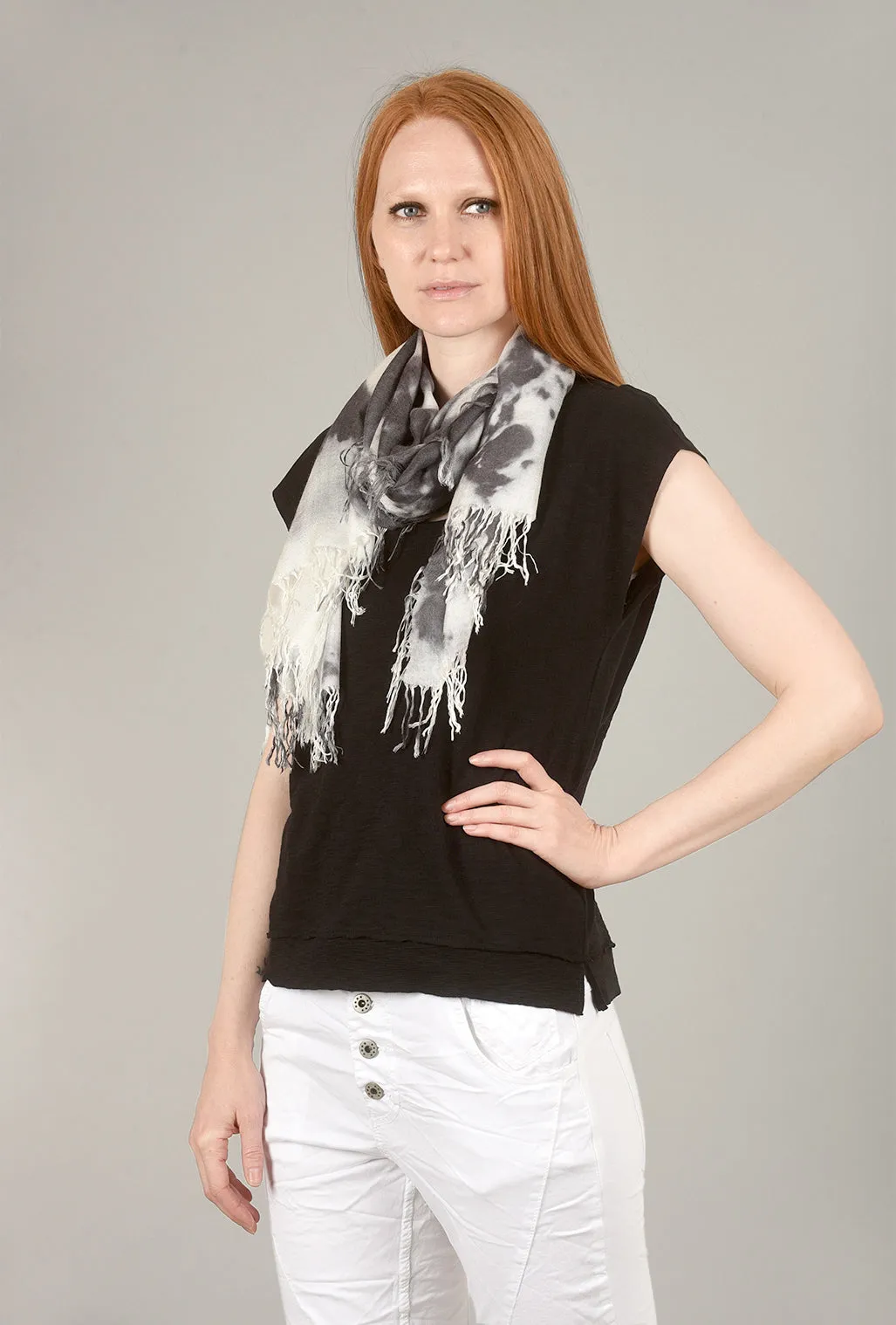 Half-Size Tissue Tie-Dye Scarf, Slate