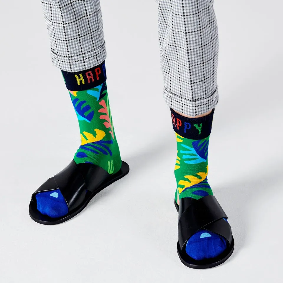 Happy Socks: Big Leaf Green Blue ML