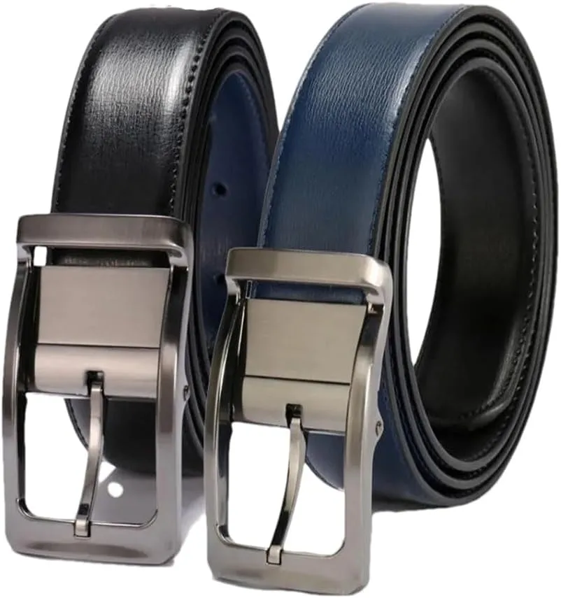 Hgvcfcv 1Pcs Men's Genuine Leather Reversible Belt Rotated Buckle Two In One Big And Tall Mens Belt