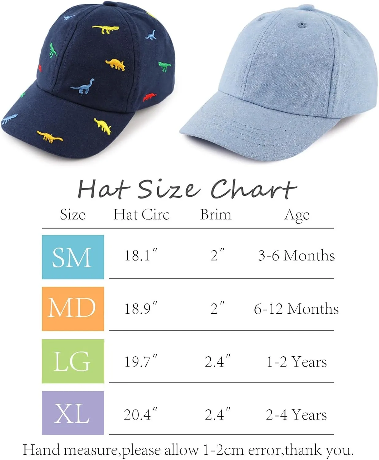 JANGANNSA Dinosaur Boys Girls Caps Embroidery Baby Baseball Caps Cotton Infant Toddler Kids Hat Spring Summer Autumn