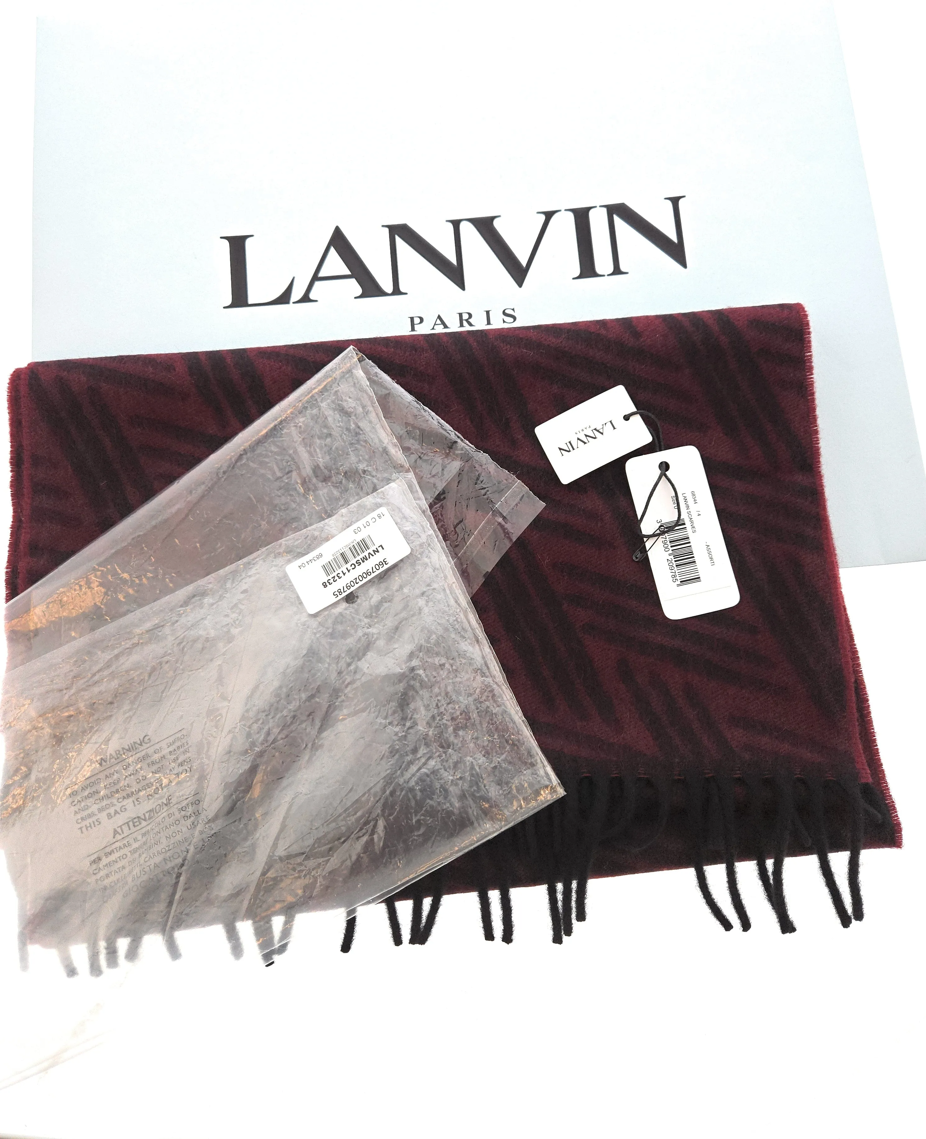 Lanvin Red Rich Burgundy Pure Cashmere Scarf