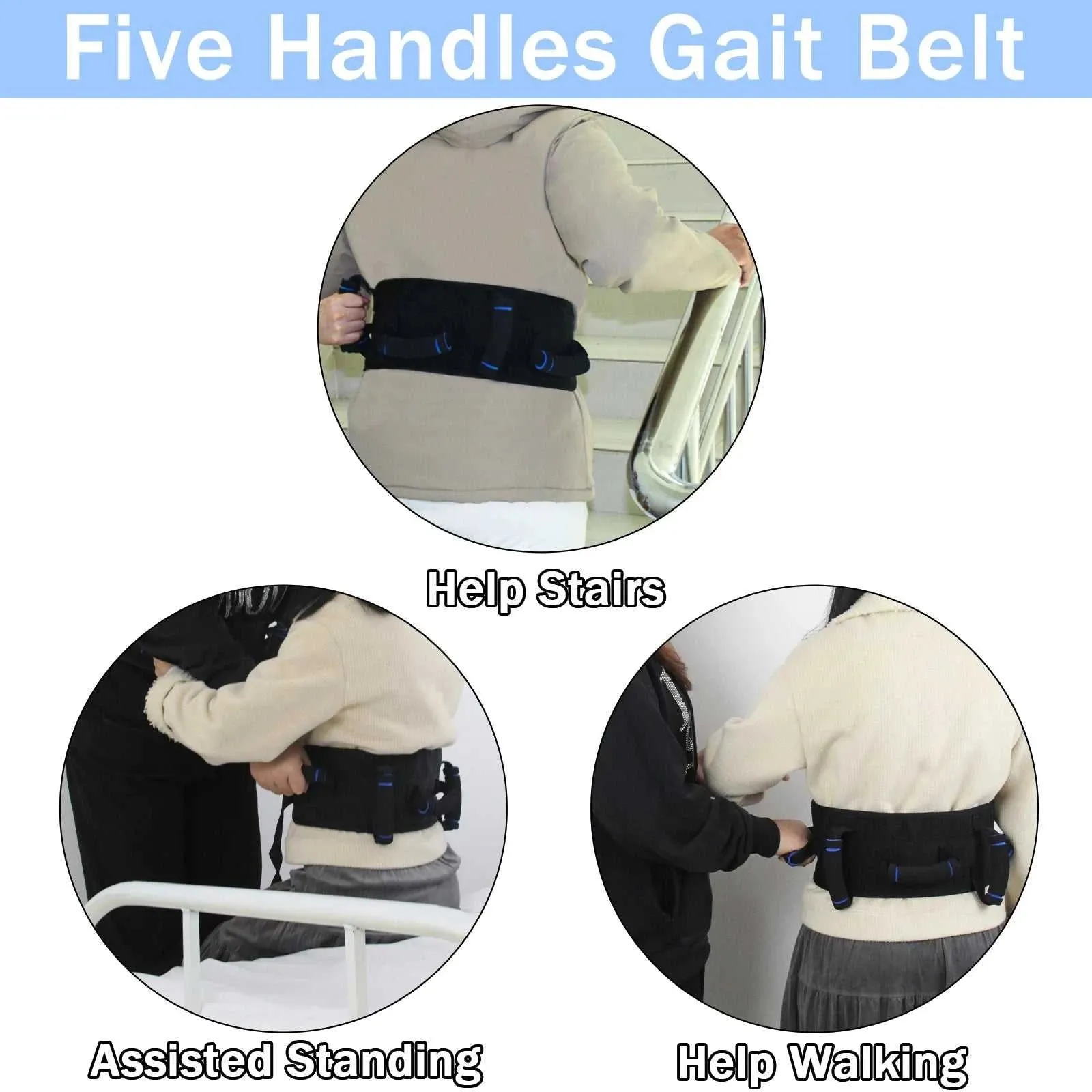 Leetye Mei Transfer Belt for Lift Elderly Gait BeltS With 5 Handles Soft Walk Aid Belts for Seniors