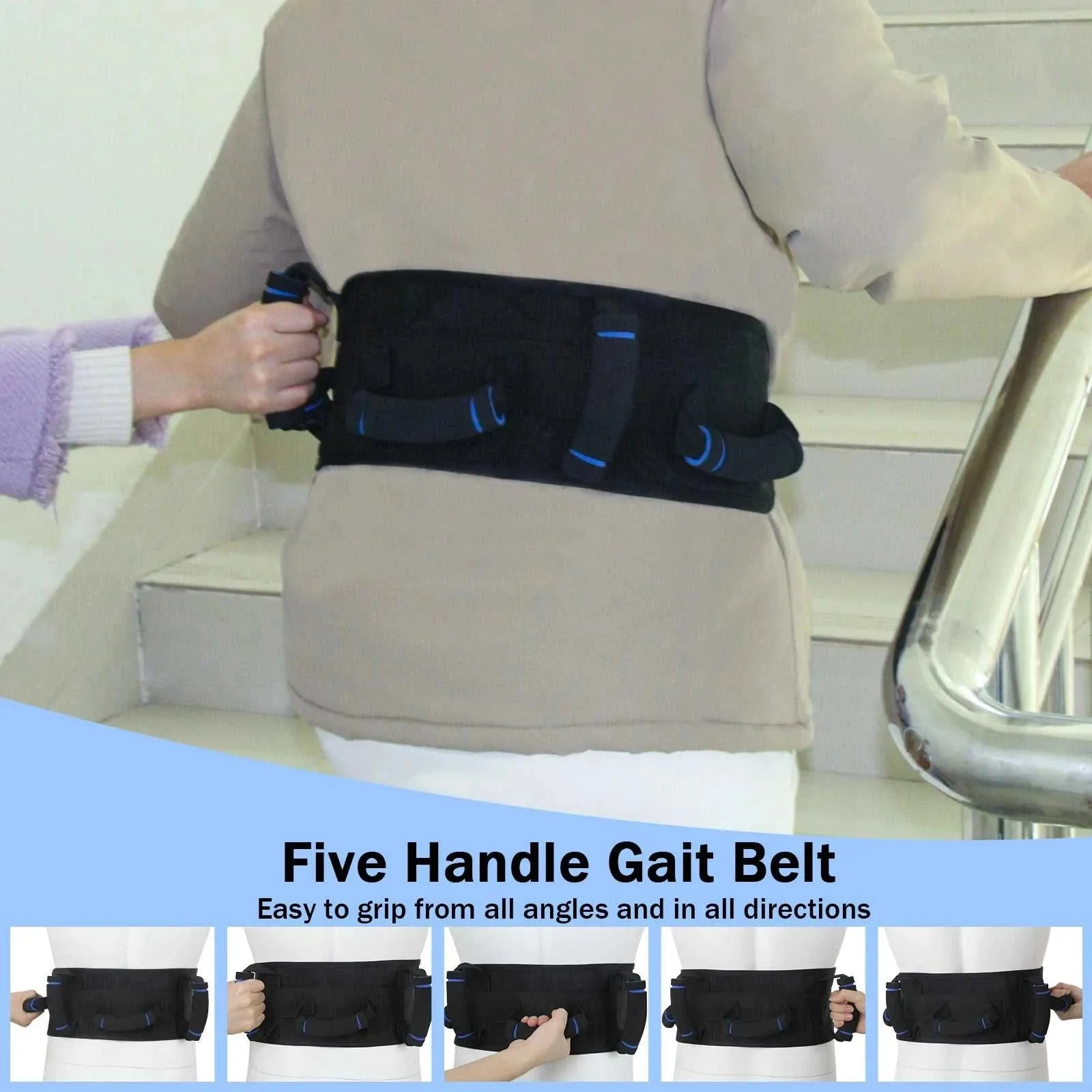 Leetye Mei Transfer Belt for Lift Elderly Gait BeltS With 5 Handles Soft Walk Aid Belts for Seniors