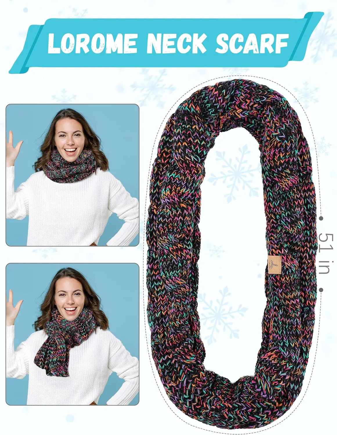 LOROME Winter Hat Scarf Earmuffs Gloves for Women, Touchscreen Gloves Beanie Hat Earmuffs Womens Scarves